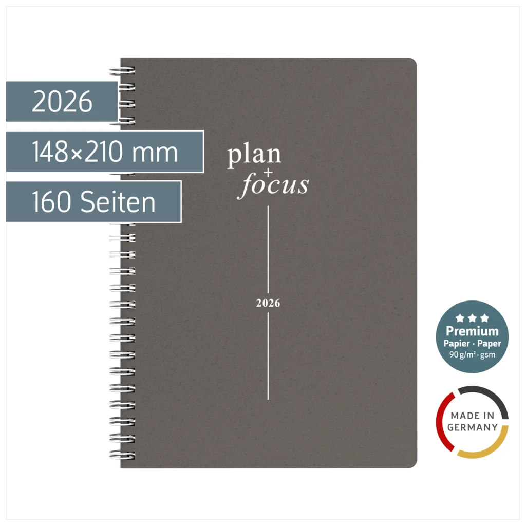 Buchkalender Premium Young Line 2026 „Focus“ | A5, Karton