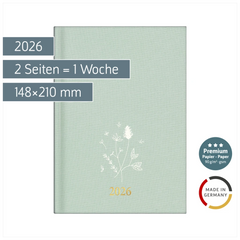 Buchkalender Premium Young Line 2026 „Wild Flowers“ | A5, Textil