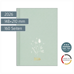 Buchkalender Premium Young Line 2026 „Wild Flowers“ | A5, Textil