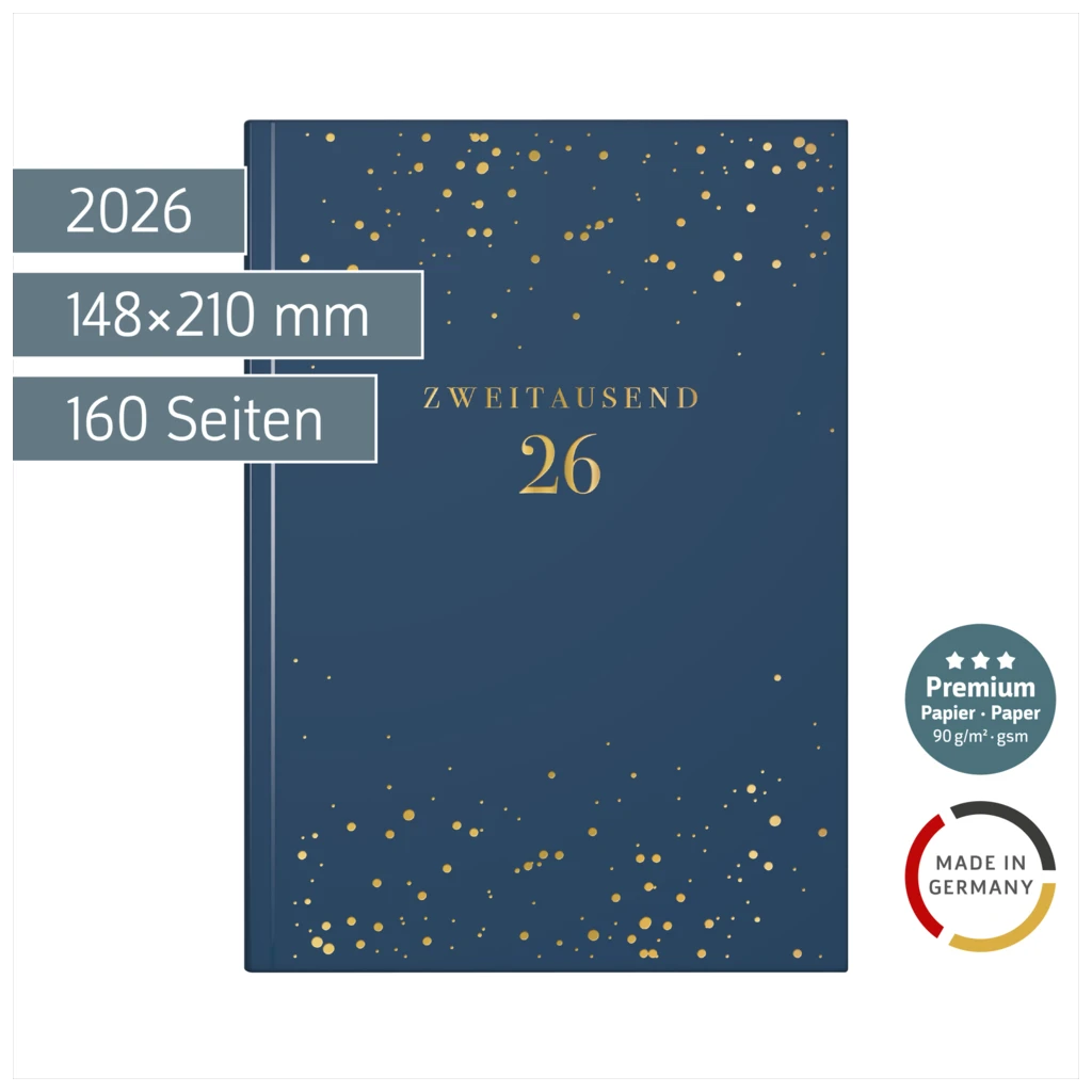Buchkalender Premium Young Line 2026 „Starry Night“ | A5, Kunstleder