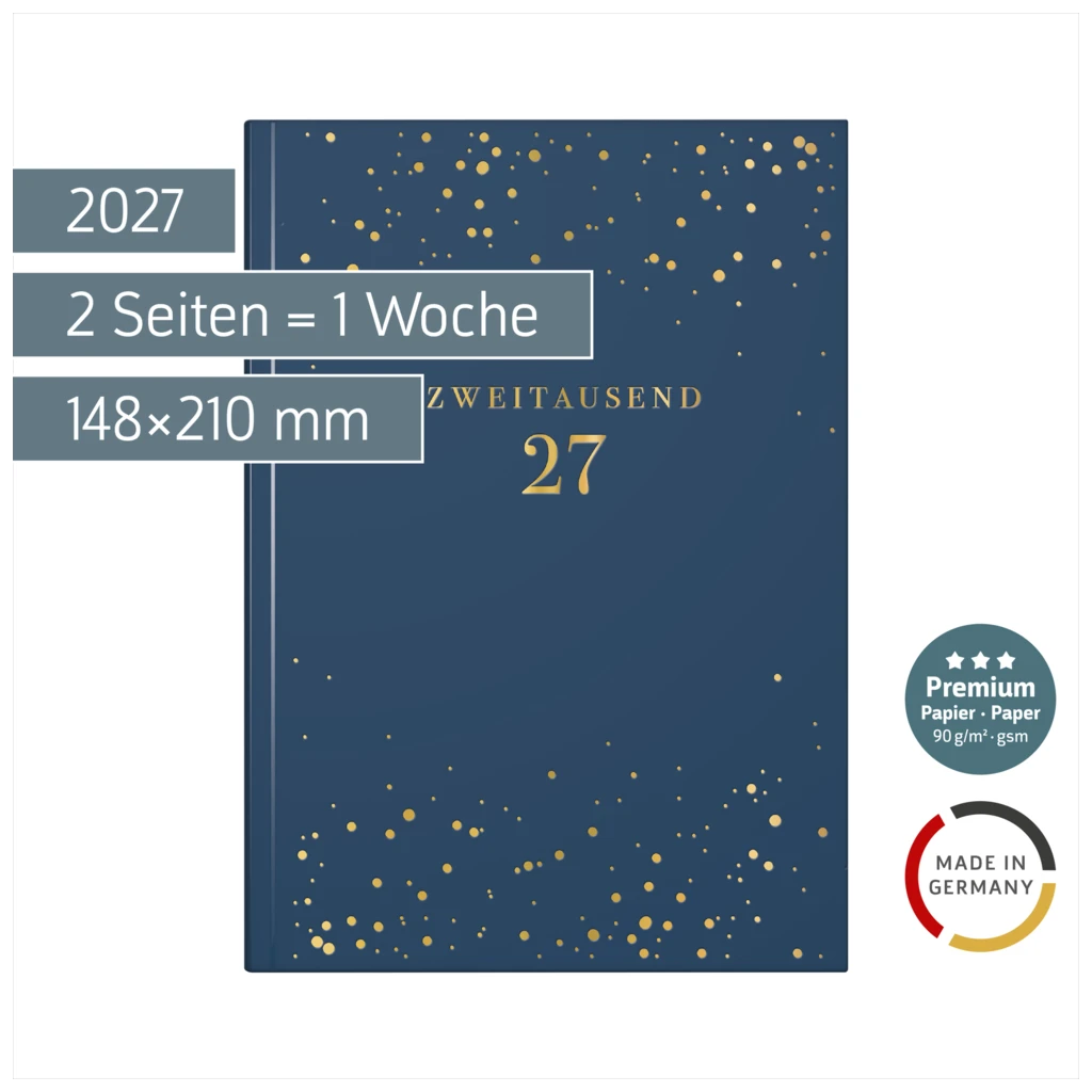 Buchkalender Premium Young Line 2027 „Starry Night“ | A5, Kunstleder