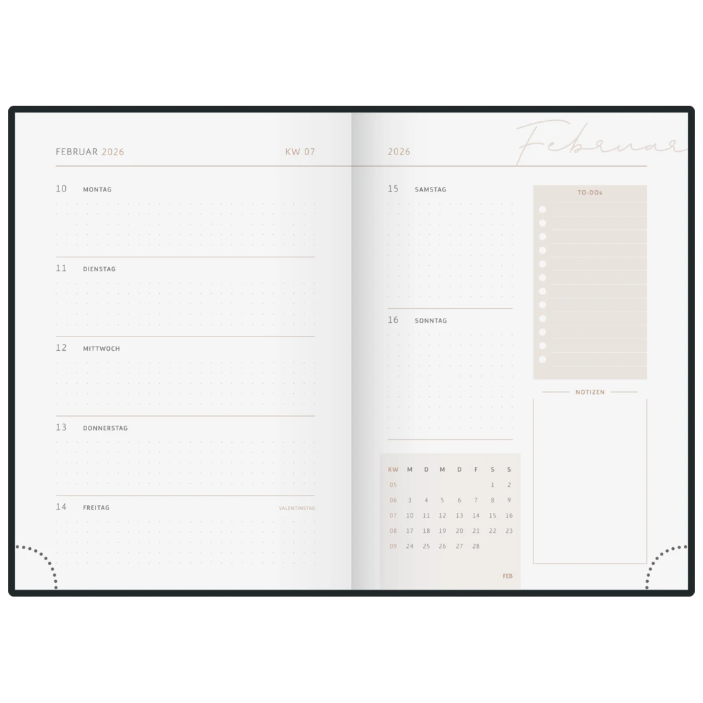 Buchkalender Premium Young Line 2026 „Love“ | A5, Textil