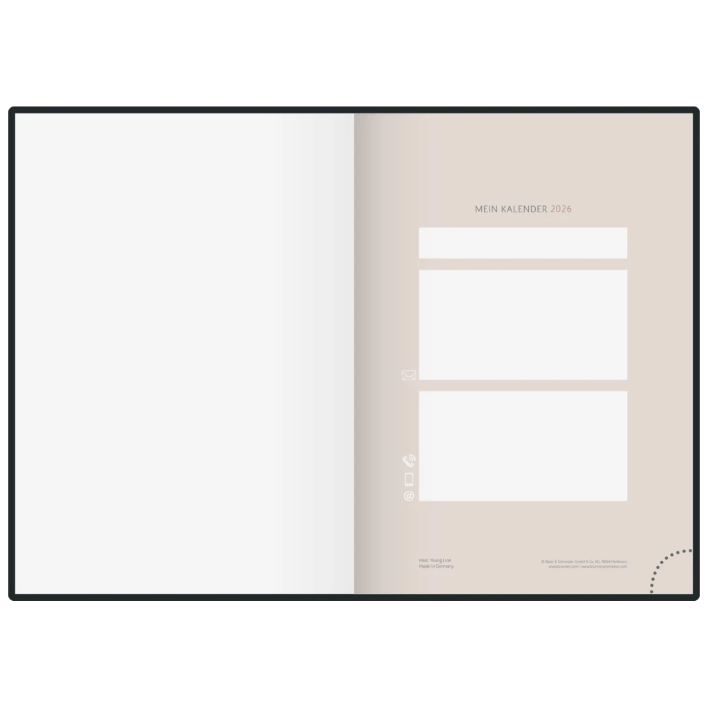 Buchkalender Premium Young Line 2026 „Love“ | A5, Textil