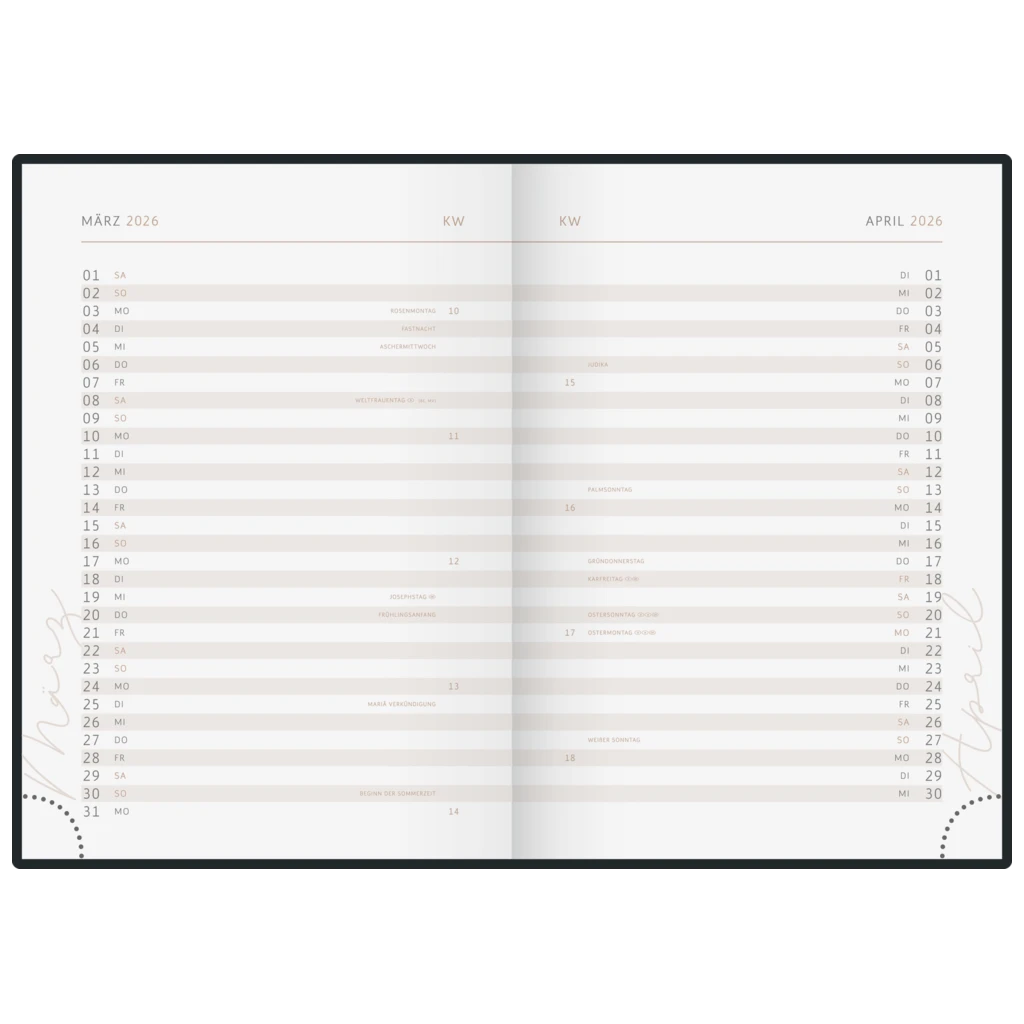 Buchkalender Premium Young Line 2026 „Love“ | A5, Textil