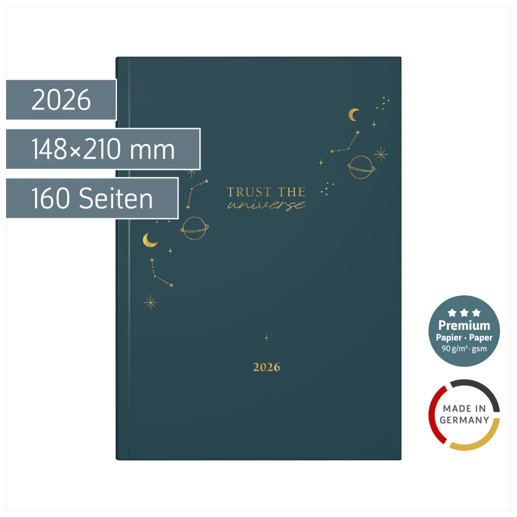 Buchkalender Premium Young Line 2026 „Universe“ | A5, Papier