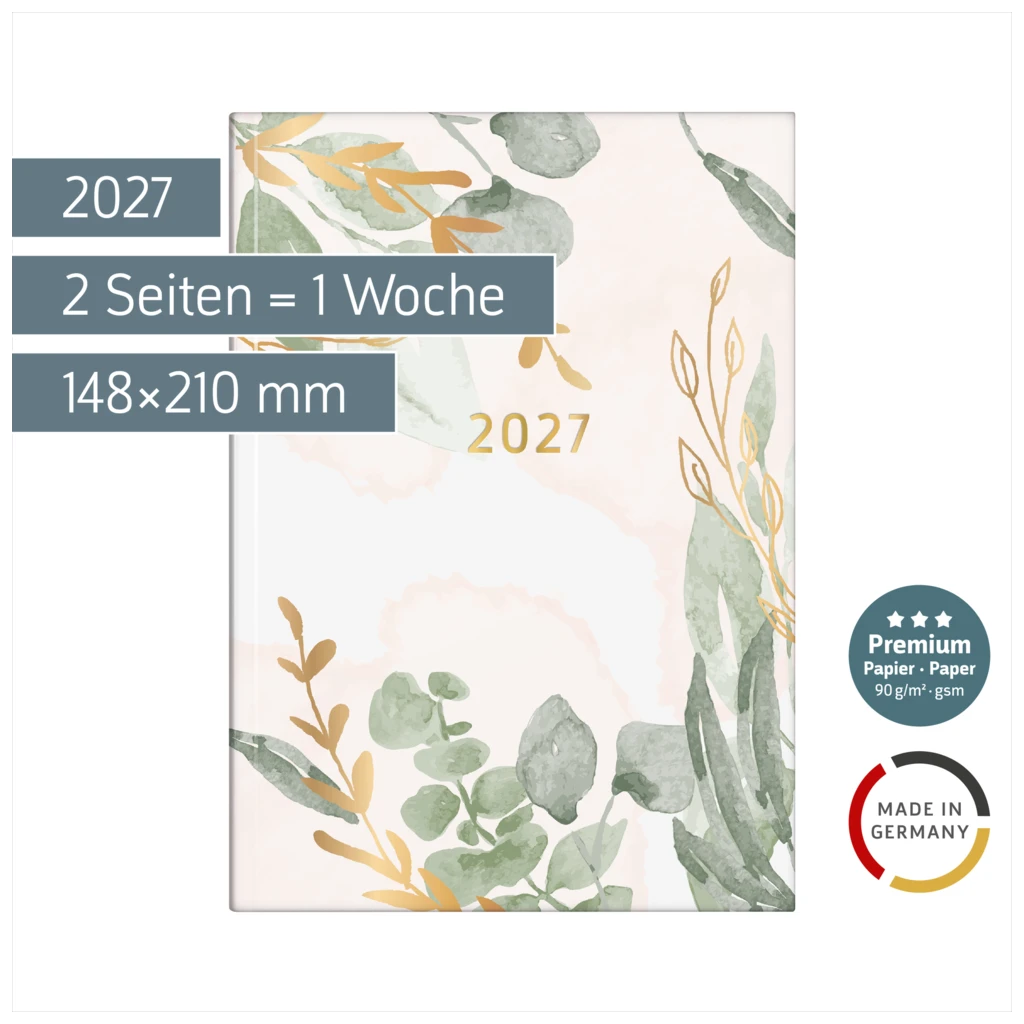 Buchkalender Premium Young Line 2027 „Bloom“ | A5, Papier