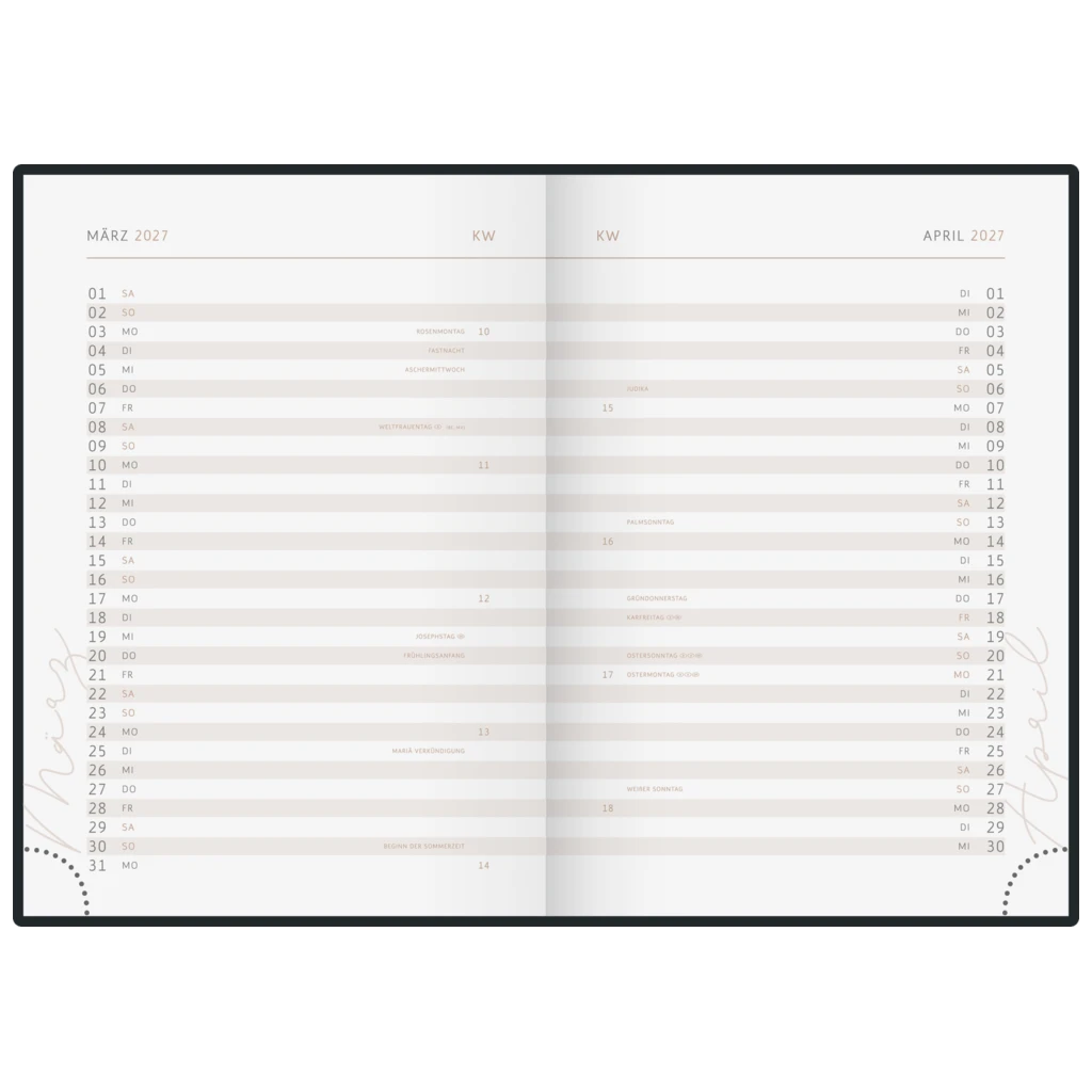 Buchkalender Premium Young Line 2027 „Bloom“ | A5, Papier