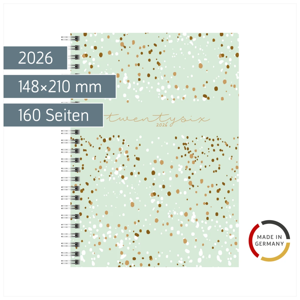 Buchkalender Mod. Timing 1 2026 „Confetti“ | A5, Kunststoff