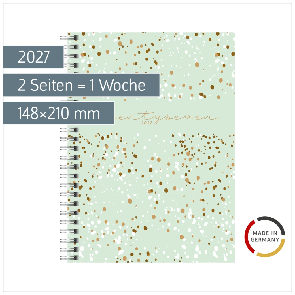 Buchkalender Mod. Timing 1 2027 „Confetti“ | A5, Kunststoff