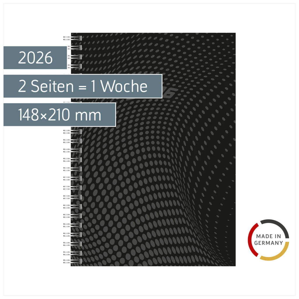 Buchkalender Mod. Timing 1 2026 | A5, Kunststoff, schwarz