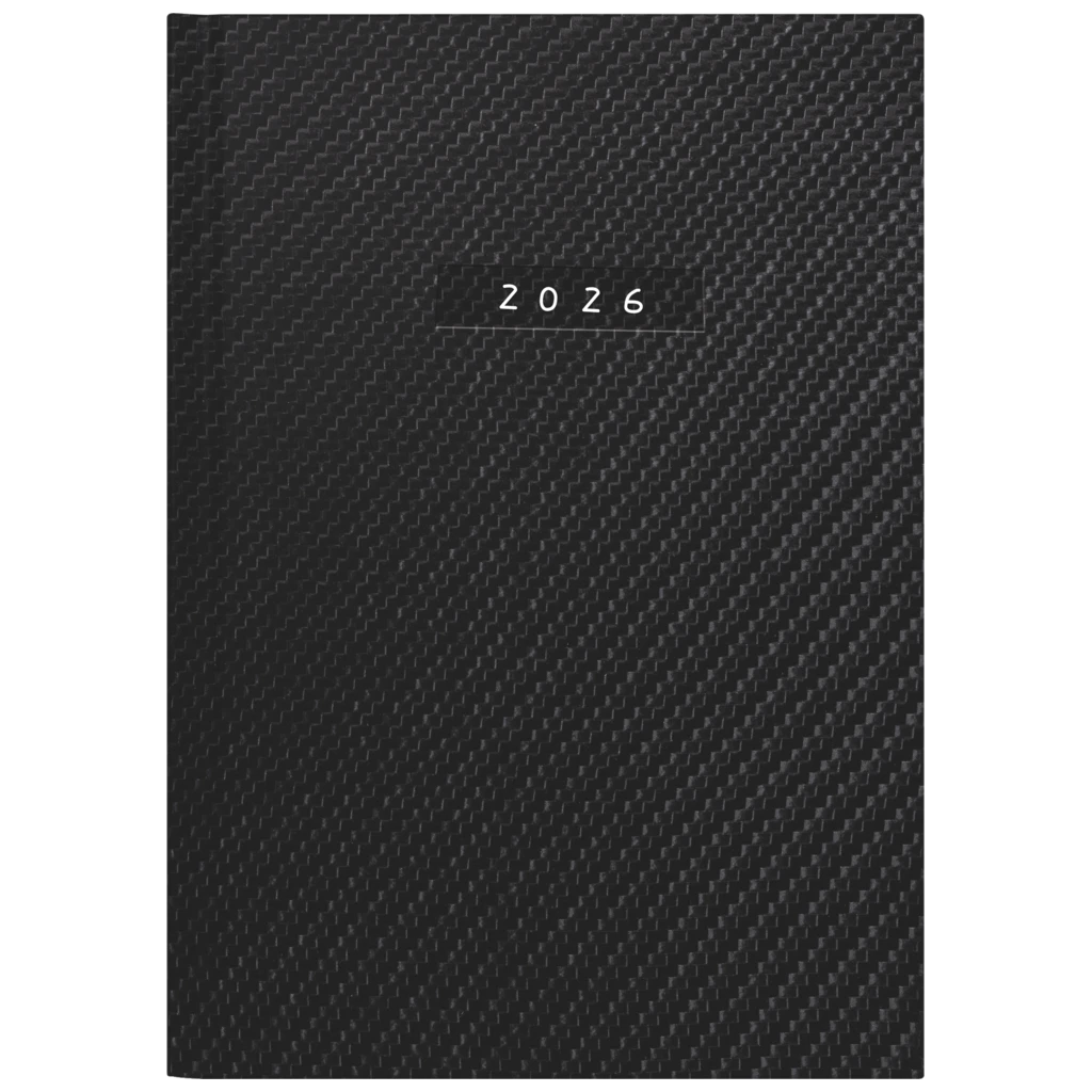 Buchkalender Mod. Chefplaner 2026 „Carbon“ | A5, Kunstleder