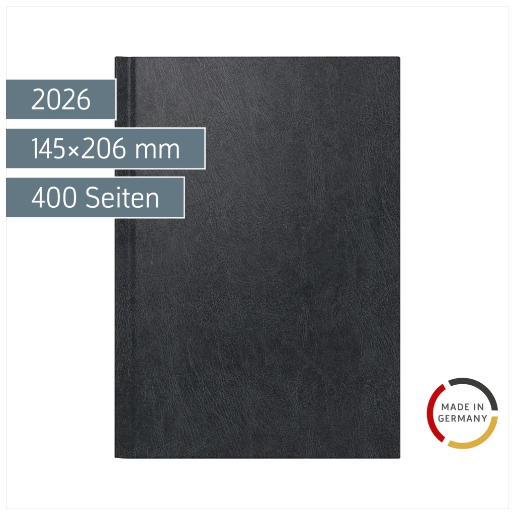 Buchkalender Mod. Chefplaner 2026 | A5, Kunststoff, schwarz