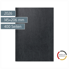 Buchkalender Mod. Chefplaner 2026 | A5, Kunststoff, schwarz