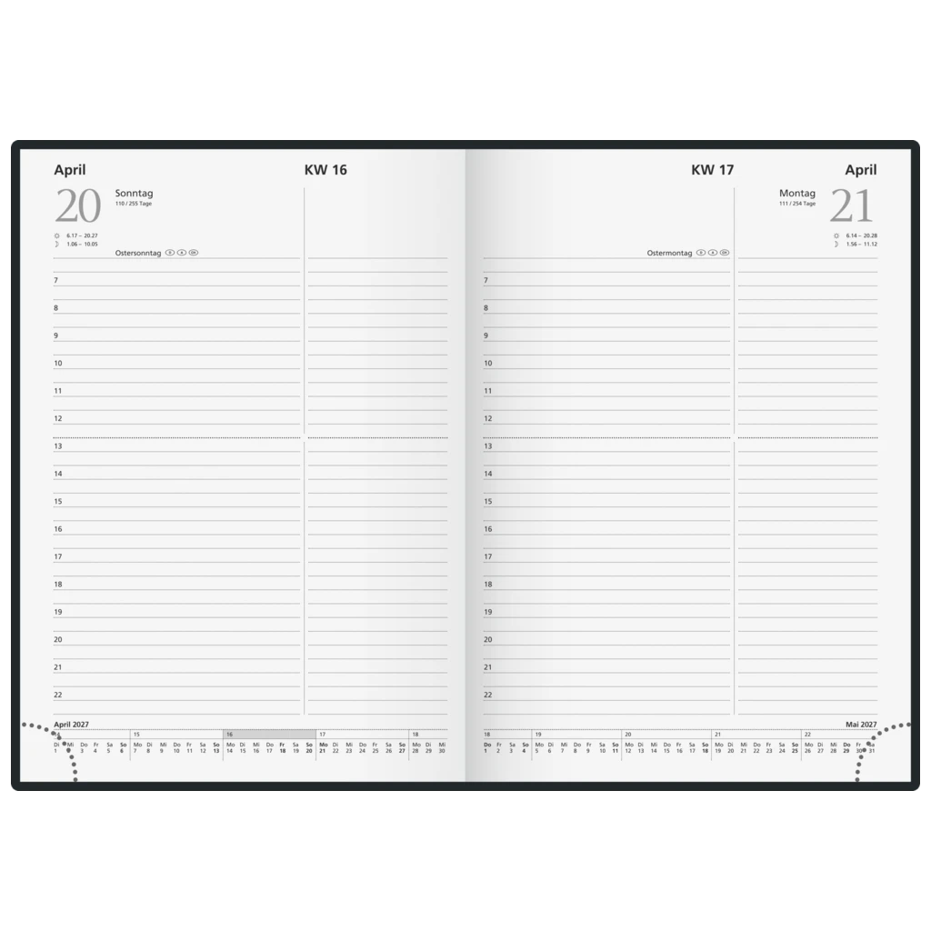 Buchkalender Mod. Chefplaner 2027 | A5, Kunststoff, schwarz