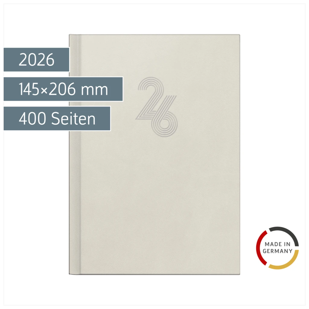 Buchkalender Mod. Chefplaner 2026 „Grey“ | A5, Kunstleder