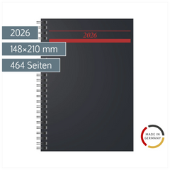 Buchkalender Mod. Timing 1 2026 | A5, Kunststoff, schwarz