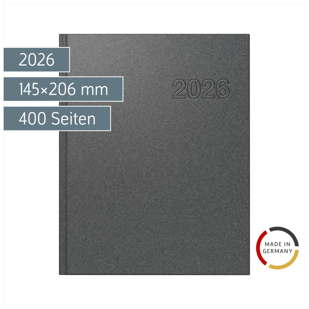 Buchkalender Mod. Chefplaner 2026 | A5, Kunststoff, grau