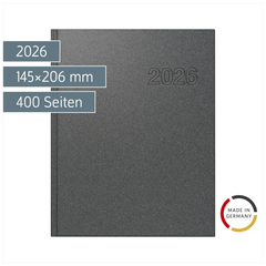 Buchkalender Mod. Chefplaner 2026 | A5, Kunststoff, grau