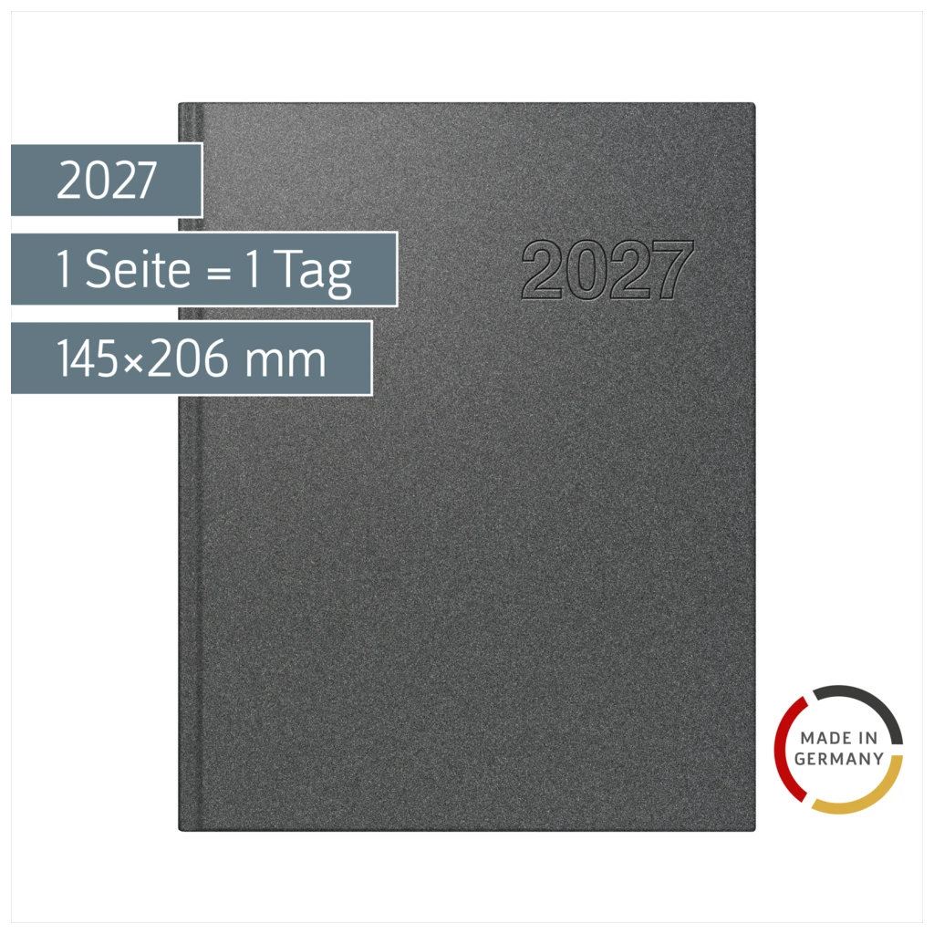 Buchkalender Mod. Chefplaner 2027 | A5, Kunststoff, grau