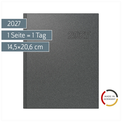 Buchkalender Mod. Chefplaner 2027 | A5, Kunststoff, grau
