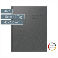 Buchkalender Mod. Chefplaner 2027 | A5, Kunststoff, grau