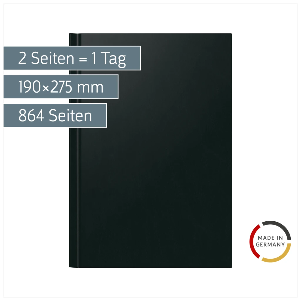Buchkalender Mod. Ultraplan | 190×275 mm, Kunststoff, schwarz