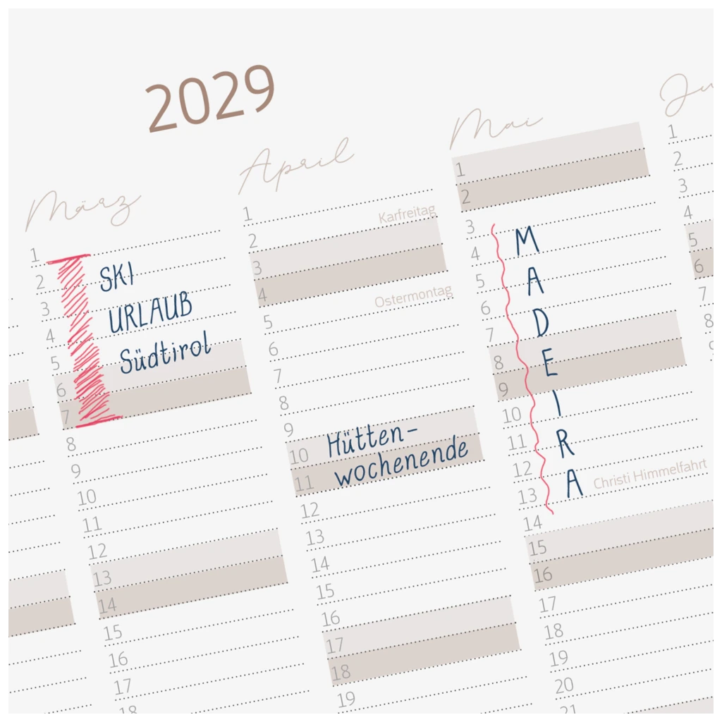 10-Jahres-Kalender Premium 2025-2034 „10 Years of Moments“ | A4, Kunstleder