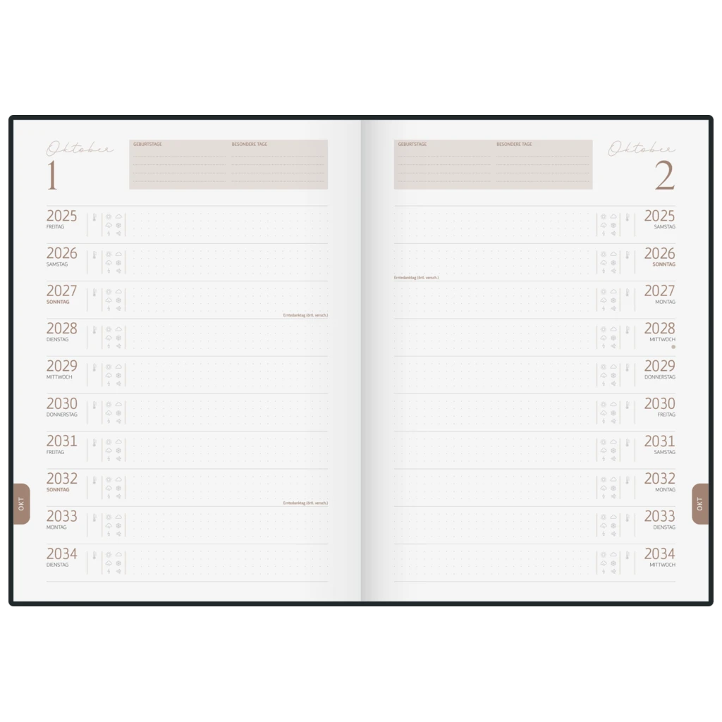 10-Jahres-Kalender Premium 2025-2034 „10 Years of Moments“ | A4, Kunstleder