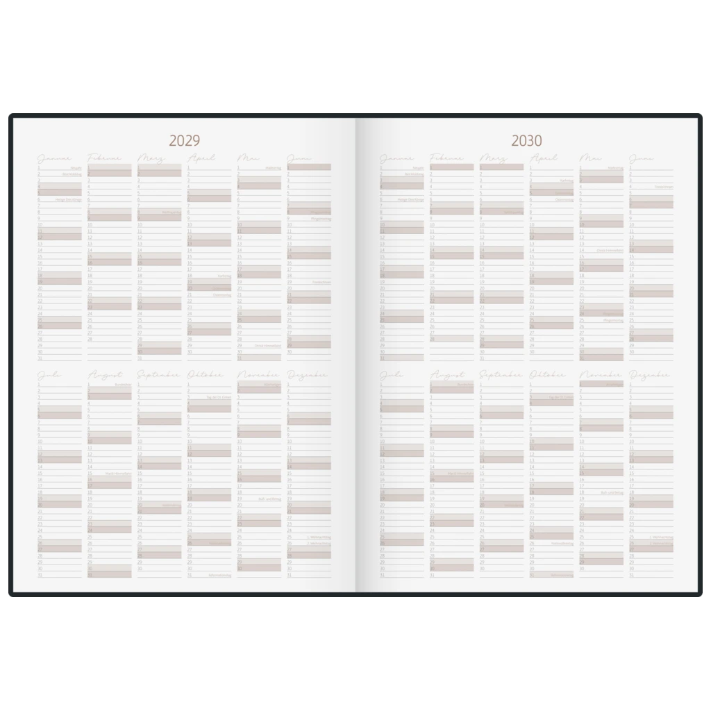 10-Jahres-Kalender Premium 2025-2034 „10 Years of Moments“ | A4, Kunstleder