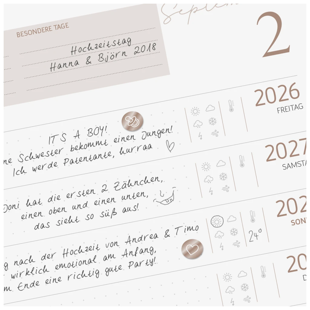 10-Jahres-Kalender Premium 2026-2035 „10 Years of Moments“ | A4, Kunstleder