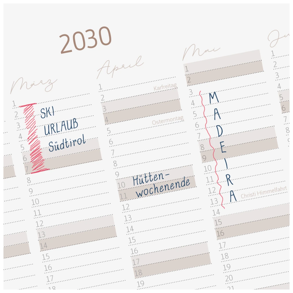 10-Jahres-Kalender Premium 2026-2035 „10 Years of Moments“ | A4, Kunstleder