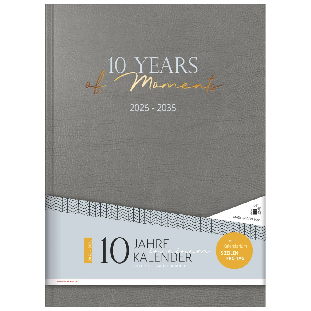 10-Jahres-Kalender Premium 2026-2035 „10 Years of Moments“ | A4, Kunstleder