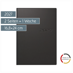 Buchkalender Mod. studioplan int. 2027 | 16,8×24 cm, Kunststoff, schwarz