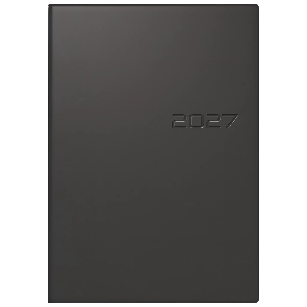 Buchkalender Mod. studioplan int. 2027 | 168×240 mm, Kunststoff, schwarz