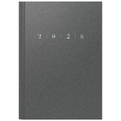Buchkalender Mod. studioplan int. '26 | 168×240 mm, Kunststoff, grau