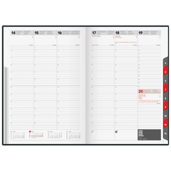 Buchkalender Mod. studioplan int. '26 | 168×240 mm, Kunststoff, grau