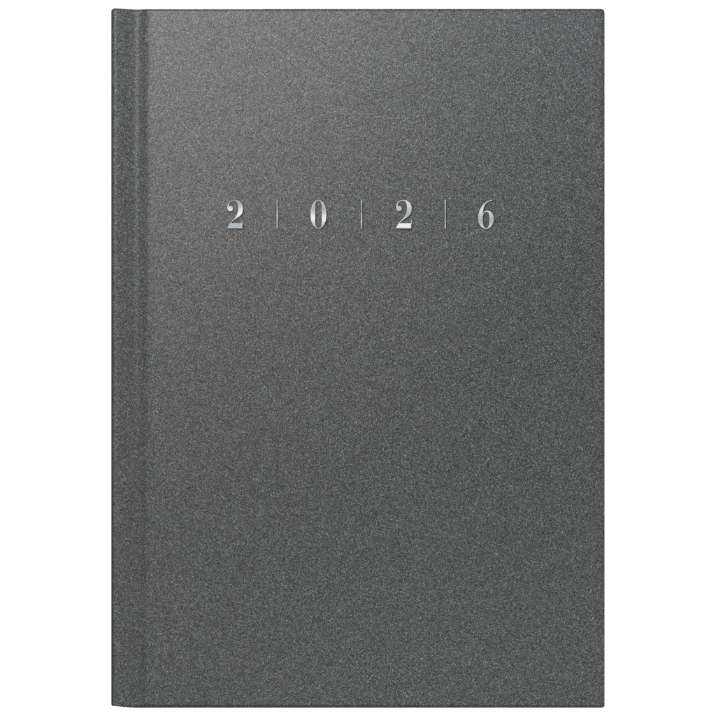 Buchkalender Mod. studioplan int. 2026 | 168×240 mm, Kunststoff, grau