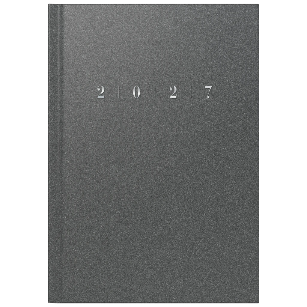 Buchkalender Mod. studioplan int. 2027 | 168×240 mm, Kunststoff, grau