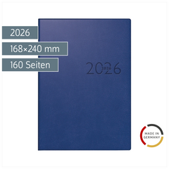 Buchkalender Mod. studioplan int. 2026 | 168×240 mm, Kunstleder, blau