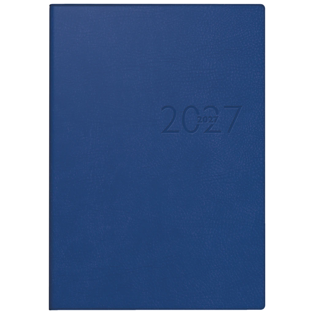 Buchkalender Mod. studioplan int. 2027 | 168×240 mm, Kunstleder, blau
