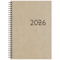 Buchkalender Mod. studioplan int. 2026 | 168×240 mm, Kunstleder, grau
