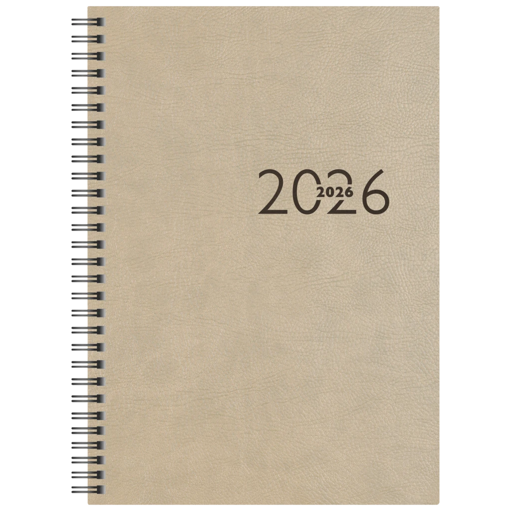 Buchkalender Mod. studioplan int. 2026 | 168×240 mm, Kunstleder, grau