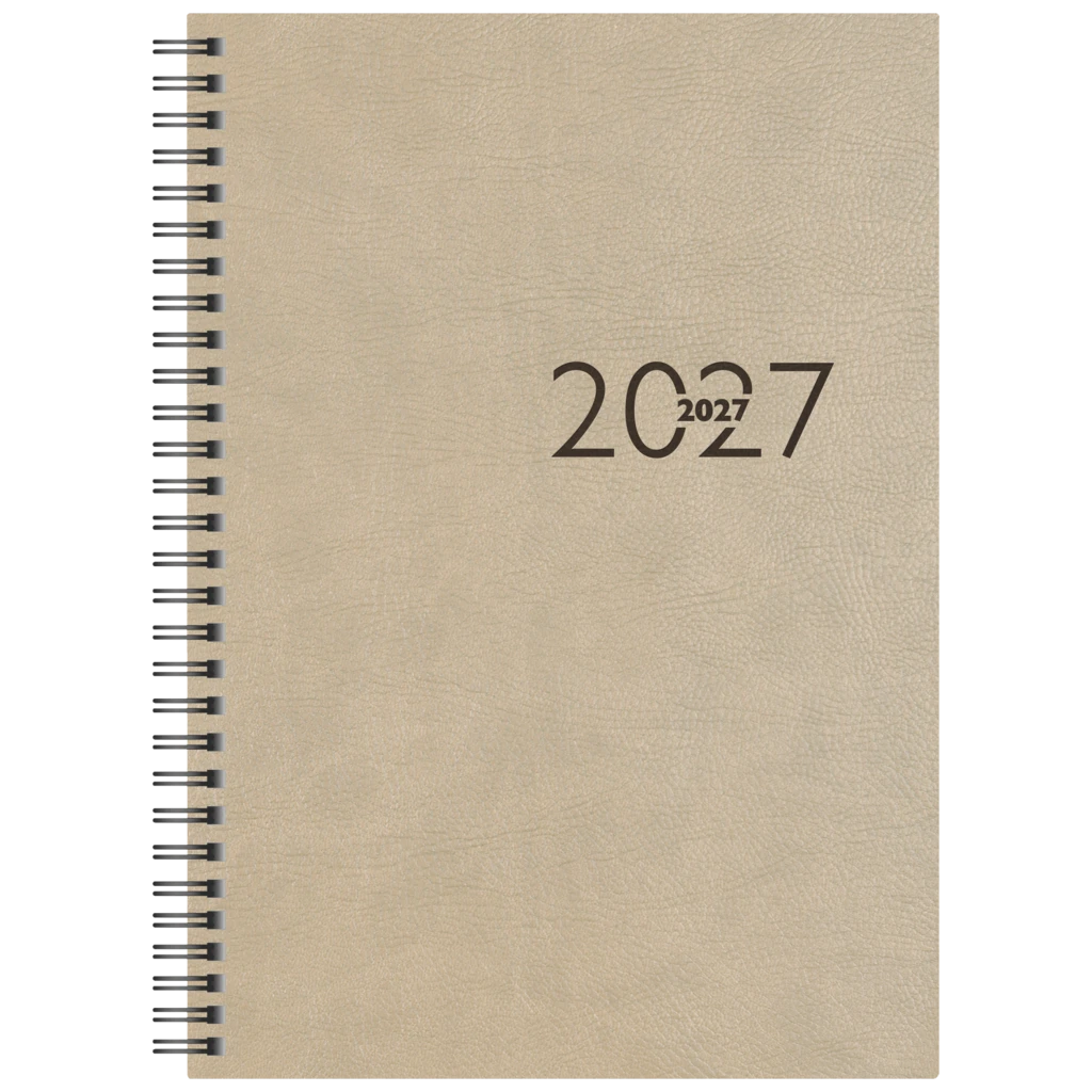 Buchkalender Mod. studioplan int. 2027 | 168×240 mm, Kunstleder, grau