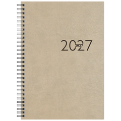 Buchkalender Mod. studioplan int. 2027 | 168×240 mm, Kunstleder, grau