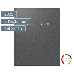 Buchkalender Mod. Managerkalender TM 2026 | 205×260 mm, Kunststoff, grau
