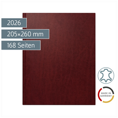 Buchkalender Mod. Managerkalender TM 2026 | 205×260 mm, Leder, weinrot