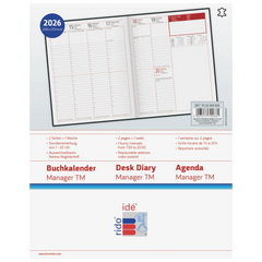 Buchkalender Mod. Managerkalender TM 2026 | 205×260 mm, Leder, schwarz