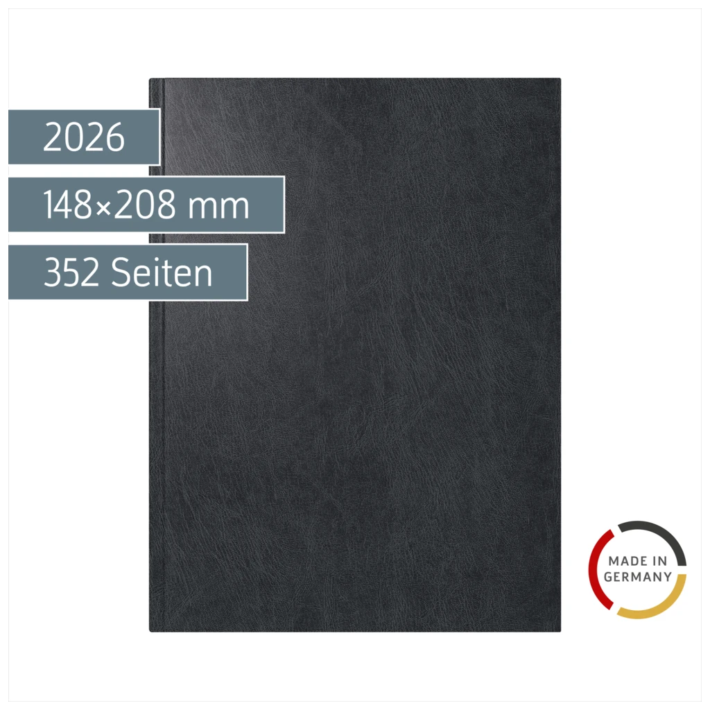Buchkalender Mod. Mentor 2026 | A5, Kunststoff, schwarz
