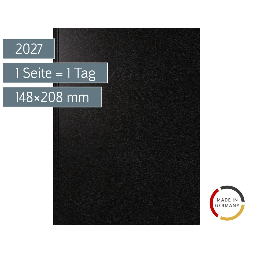 Buchkalender Mod. Mentor 2027 | A5, Kunststoff, schwarz