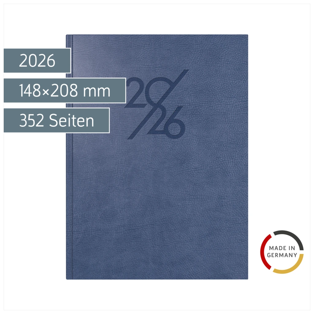 Buchkalender Mod. Mentor 2026 | A5, Kunstleder, blau